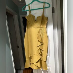 Miss Circle yellow mustard bondage dress size large with adjustable straps
